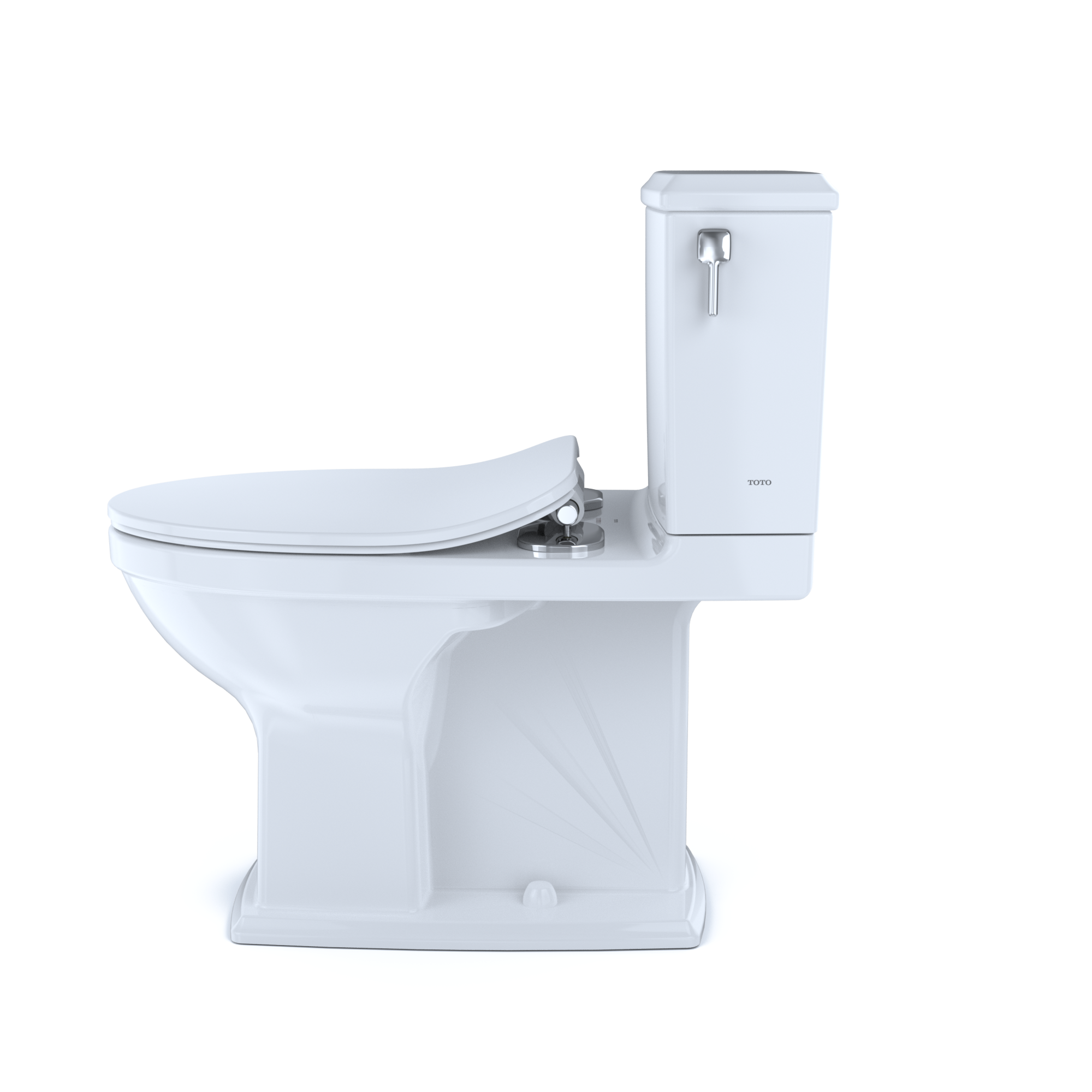 TOTO Connelly Two-Piece Elongated Dual Flush 1.28 and 0.9 GPF with CEFIONTECT and Right Lever, WASHLET+ Ready, Cotton White, Vitreous China, MS494234CEMFRG#01