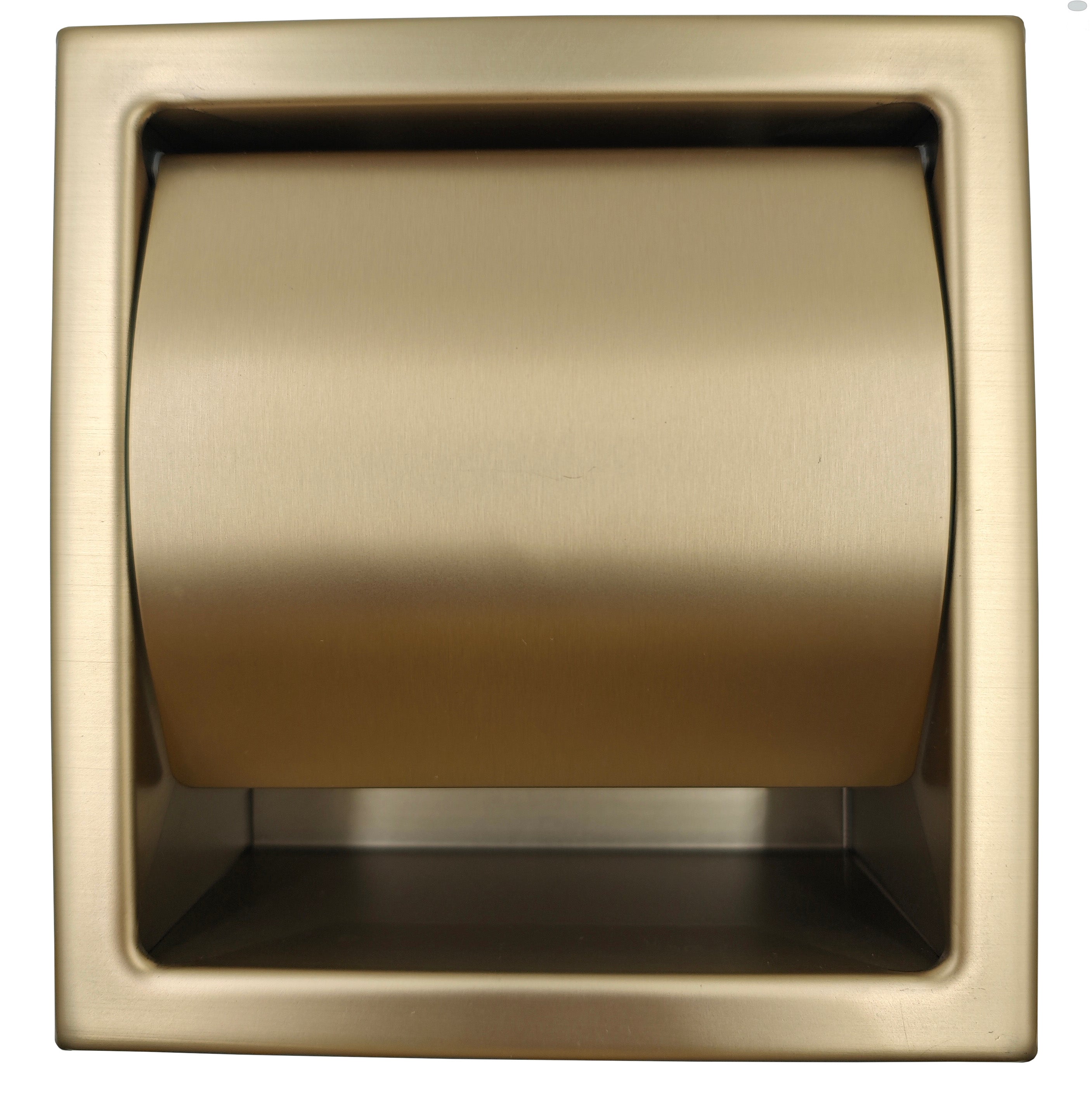 ALFI brand ABTPP77-BG PVD Brushed Gold Stainless Steel Recessed Toilet Paper Holder with Cover