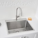 Blanco Quatrus 25" Drop In/Topmount Stainless Steel Laundry Sink, Satin Polish, 18 Gauge, 1 Faucet Hole, 443151