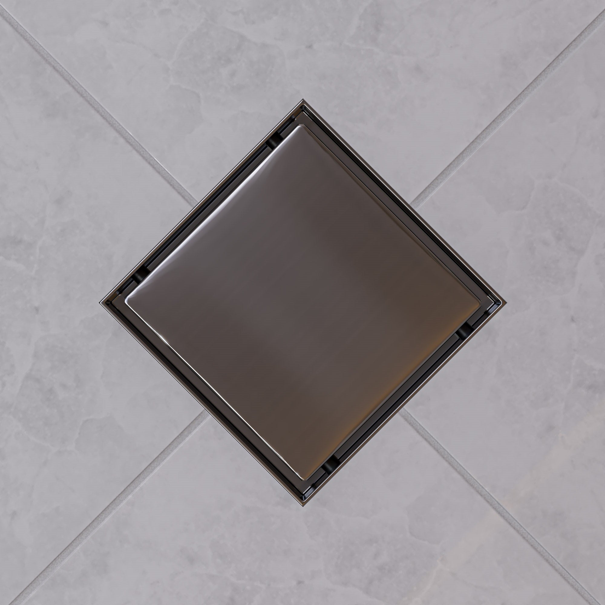 ALFI brand ABSD55B-BSS 5" x 5" Modern Square Polished Stainless Steel Shower Drain with Solid Cover, ABSD55B-PSS