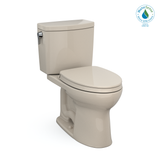 TOTO Drake II 1G Two-Piece Elongated 1.0 GPF Universal Height Toilet with CEFIONTECT and SS124 SoftClose Seat, WASHLET+ Ready, Bone, Vitreous China|Plastic, MS454124CUFG#03