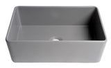 ALFI brand 30" Fireclay Farmhouse Sink, Gray Matte, No Faucet Hole, ABF3018-GM