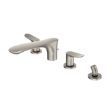 TOTO GO Two-Handle Deck-Mount Roman Tub Filler Trim with Handshower, Brushed Nickel, Brass, TBG01202U#BN