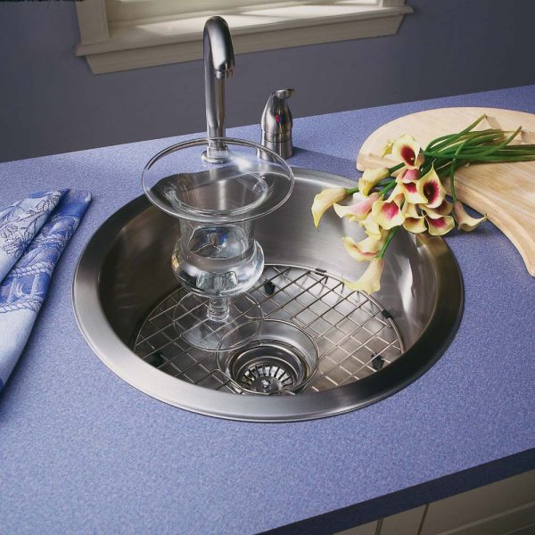 Houzer 18" Stainless Steel Topmount Round Single Bowl Bar Sink, SCF-1830-1