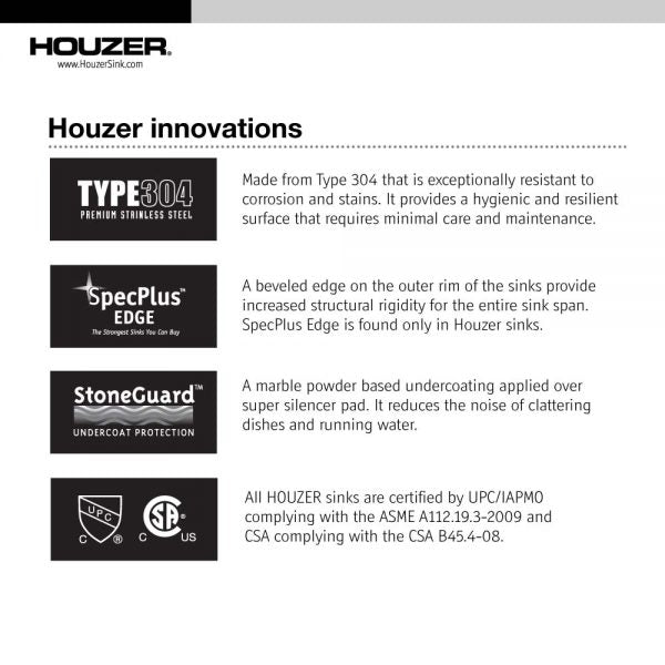 Houzer 18" Stainless Steel Topmount Round Single Bowl Bar Sink, SCF-1830-1