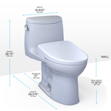 TOTO WASHLET+ UltraMax II One-Piece Elongated 1.28 GPF Toilet with Auto Flush WASHLET+ S7 Contemporary Bidet Seat, Cotton White, Vitreous China|Plastic, MW6044726CEFGA#01