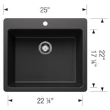 Blanco Liven 25" Dual Mount Silgranit Kitchen Sink, Anthracite, 1 Faucet Hole, 443219