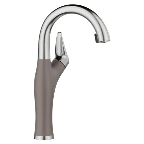 Blanco Artona Pull-Down Dual-Spray Bar Faucet, PVD Steel/Volcano Gray, 1.5 GPM, Brass, 443042