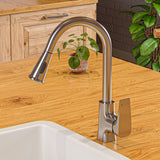 ALFI brand 1.8 GPM Lever Gooseneck Spout Touch Kitchen Faucet, Modern, Gray, Pull Down, Brushed Nickel, ABKF3889-BN