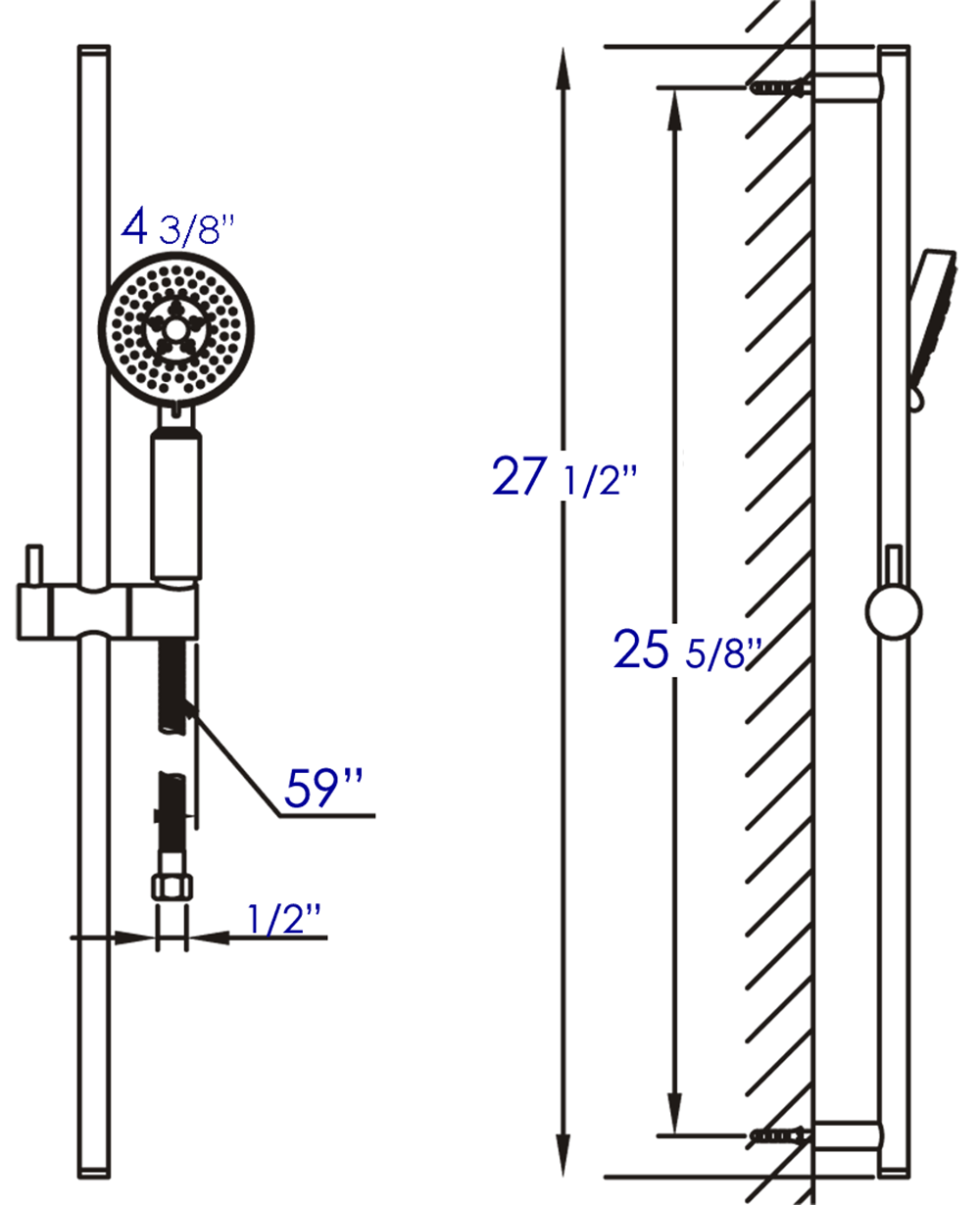 ALFI brand AB7938-BN Brushed Nickel Sliding Rail Hand Held Shower Head Set with Hose, Brass