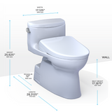 TOTO WASHLET+ Carolina II One-Piece Elongated 1.28 GPF Toilet and WASHLET+ S7 Contemporary Bidet Seat, Cotton White, Vitreous China|Plastic, MW6444736CEFG#01