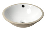 ALFI brand 16.88" x 16.88" Round Under Mount Porcelain Bathroom Sink, White, No Faucet Hole, ABC601