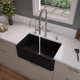 ALFI brand 30" Fireclay Farmhouse Sink, Black Matte, No Faucet Hole, ABF3018-BM