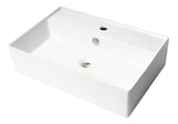 ALFI brand 23.38" x 15.75" Rectangle Above Mount Porcelain Bathroom Sink, White, 1 Faucet Hole, ABC901-W