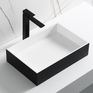 Alternate Image for ALFI brand 20" x 13.5" Rectangle Above Mount Resin Bathroom Sink, Black & White, No Faucet Hole, ABRS2014BM