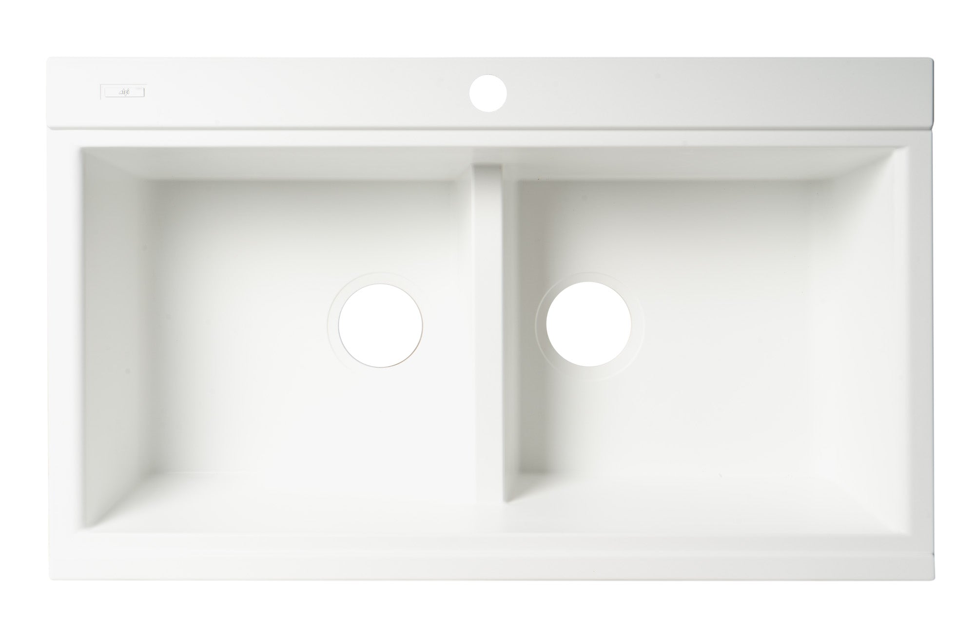 ALFI 34" Drop In Granite Composite Workstation Kitchen Sink with Accessories, 50/50 Double Bowl, White, 1 Faucet Hole, AB3418DBDI-W