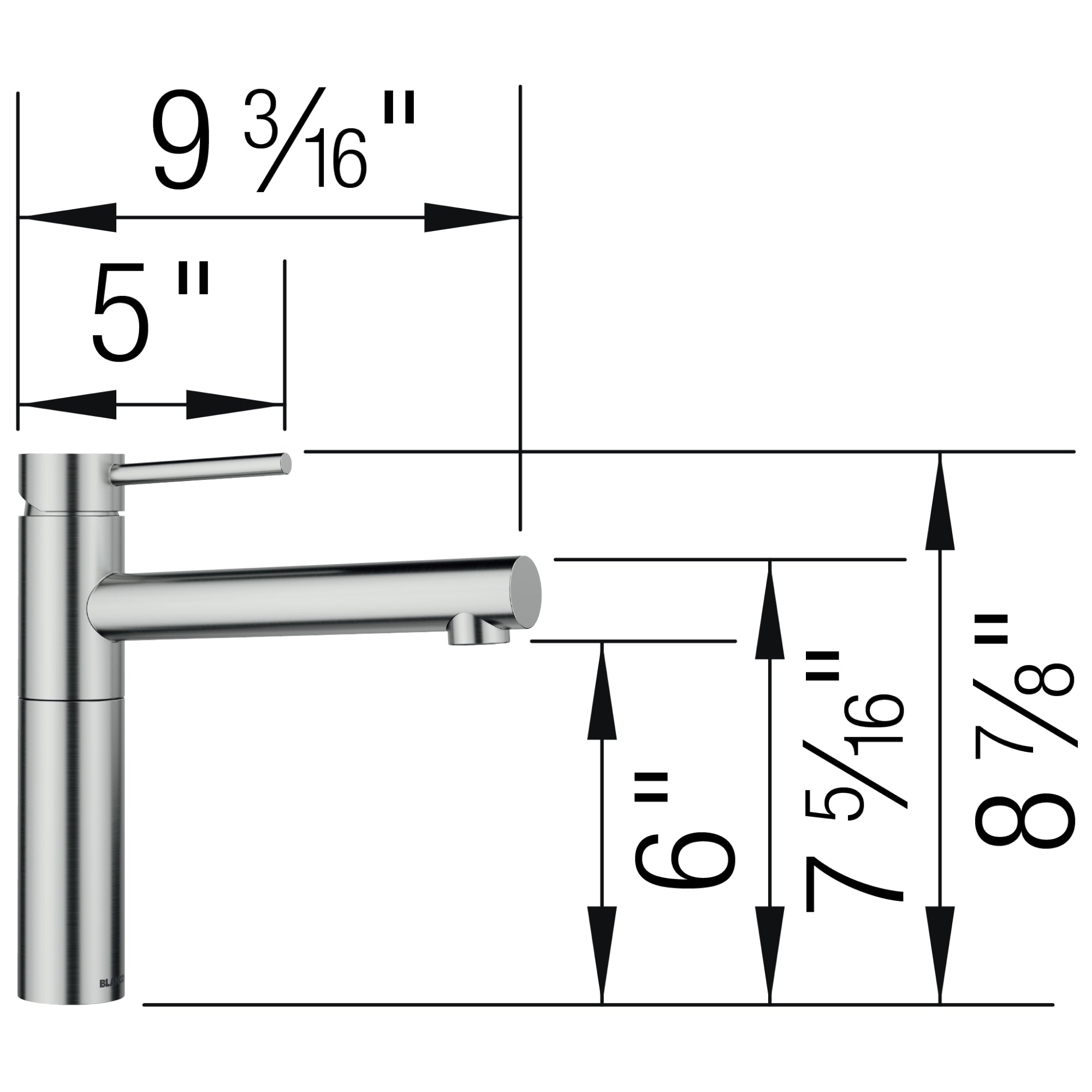 Blanco Alta II Pull-Out Bar Faucet, PVD Steel, 1.5 GPM, Brass, 527569