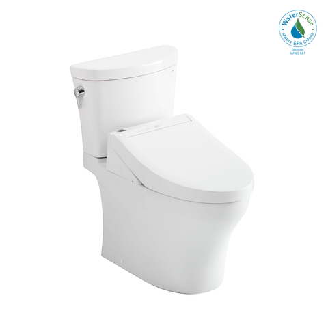 TOTO WASHLET+ Aquia IV Arc Two-Piece Elongated Dual Flush 1.28 and 0.9 GPF Toilet with C5 Bidet Seat, Cotton White, Vitreous China|Plastic, MW4483084CEMFGN#01