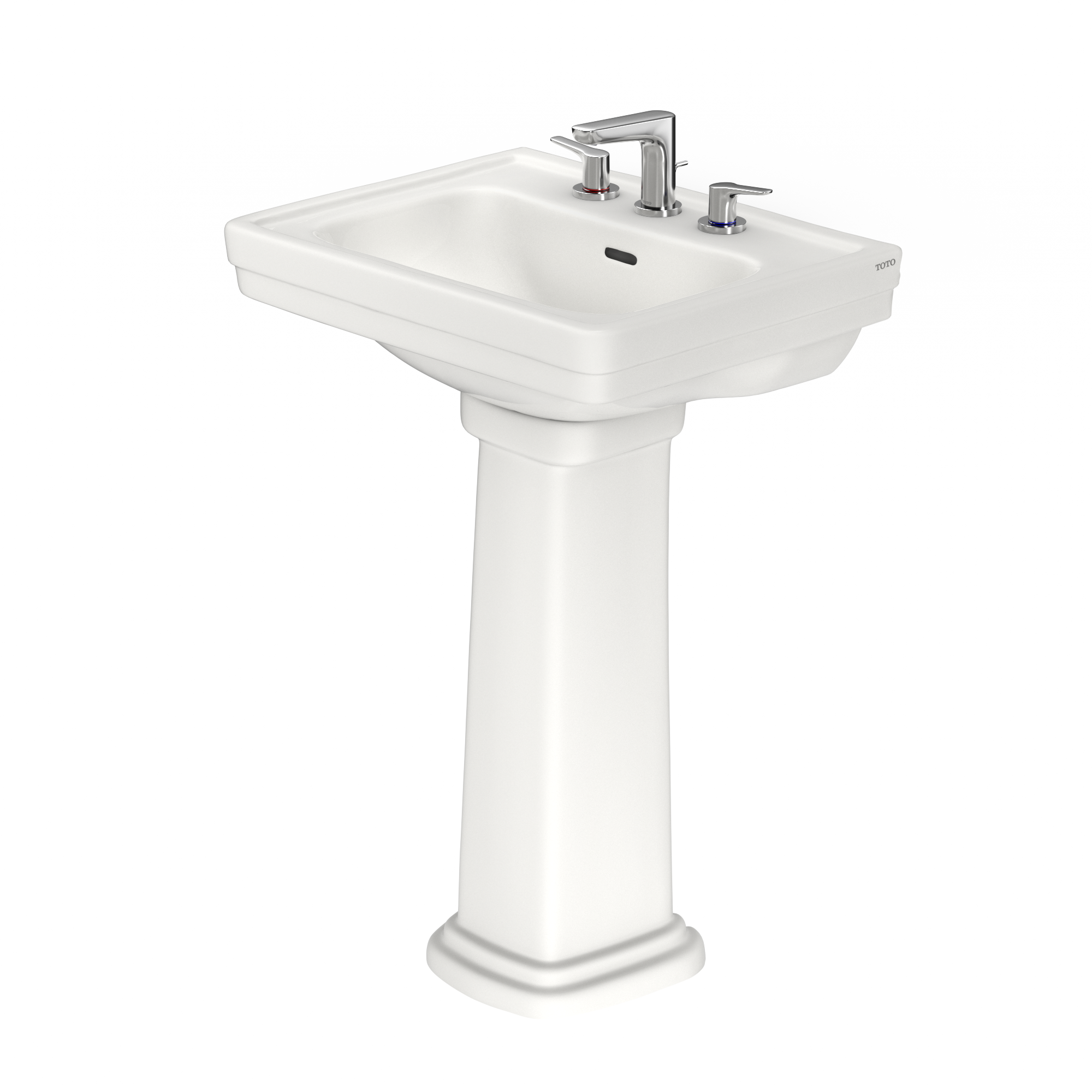 TOTO Promenade 24" x 19-1/4" Rectangular Pedestal Bathroom Sink for 8 inch Center Faucets, Colonial White, Vitreous China, LPT532.8N#11