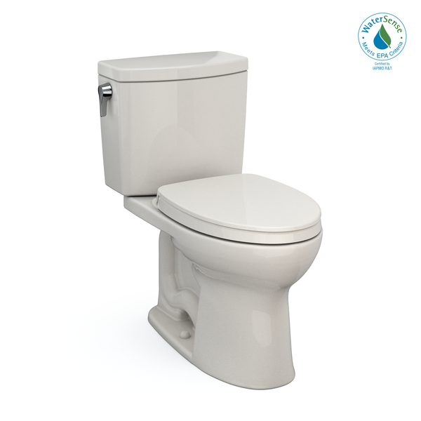 TOTO Drake II 1G Two-Piece Elongated 1.0 GPF Universal Height Toilet with CEFIONTECT and SS124 SoftClose Seat, WASHLET+ Ready, Sedona Beige, Vitreous China|Plastic, MS454124CUFG#12