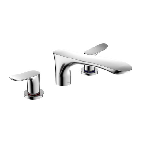 TOTO GO Two-Handle Deck-Mount Roman Tub Filler Trim, Polished Chrome, Brass, TBG01201U#CP