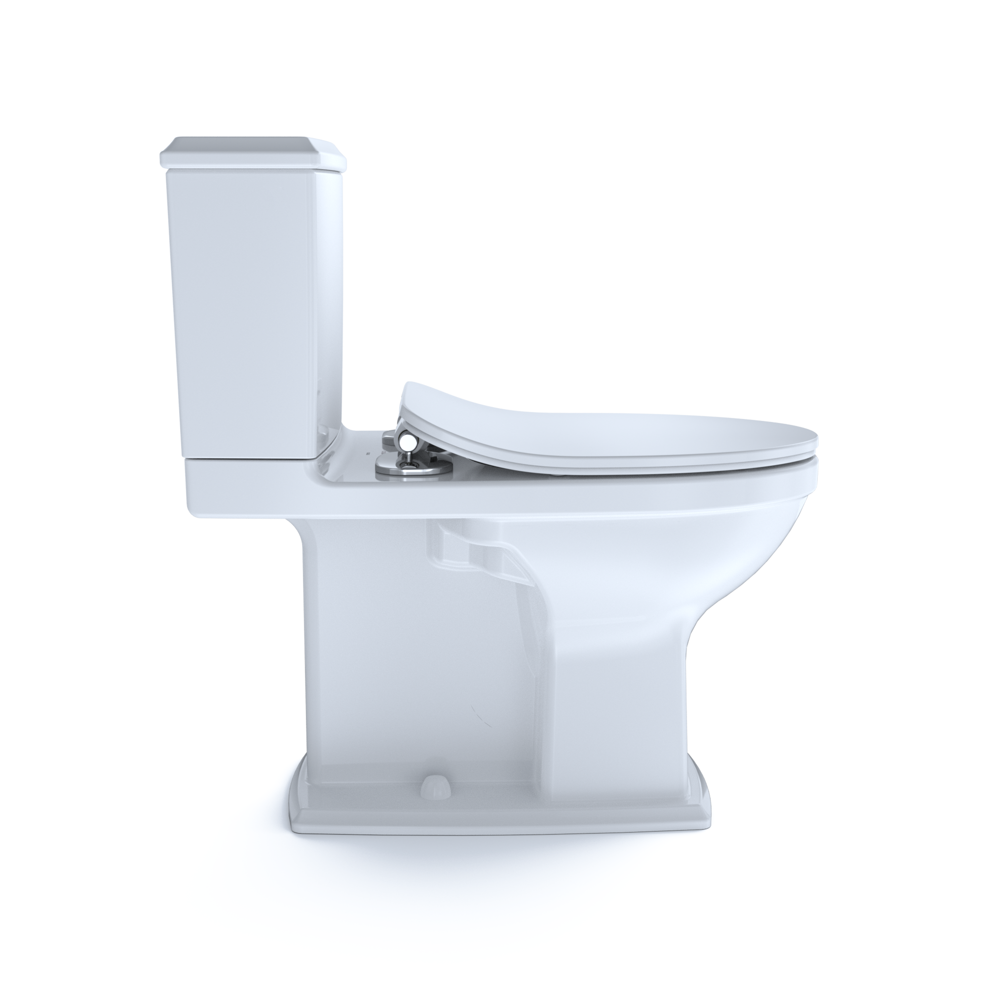 TOTO Connelly Two-Piece Elongated Dual Flush 1.28 and 0.9 GPF with CEFIONTECT and Right Lever, WASHLET+ Ready, Cotton White, Vitreous China, MS494234CEMFRG#01