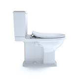 TOTO Connelly Two-Piece Elongated Dual Flush 1.28 and 0.9 GPF with CEFIONTECT and Right Lever, WASHLET+ Ready, Cotton White, Vitreous China, MS494234CEMFRG#01