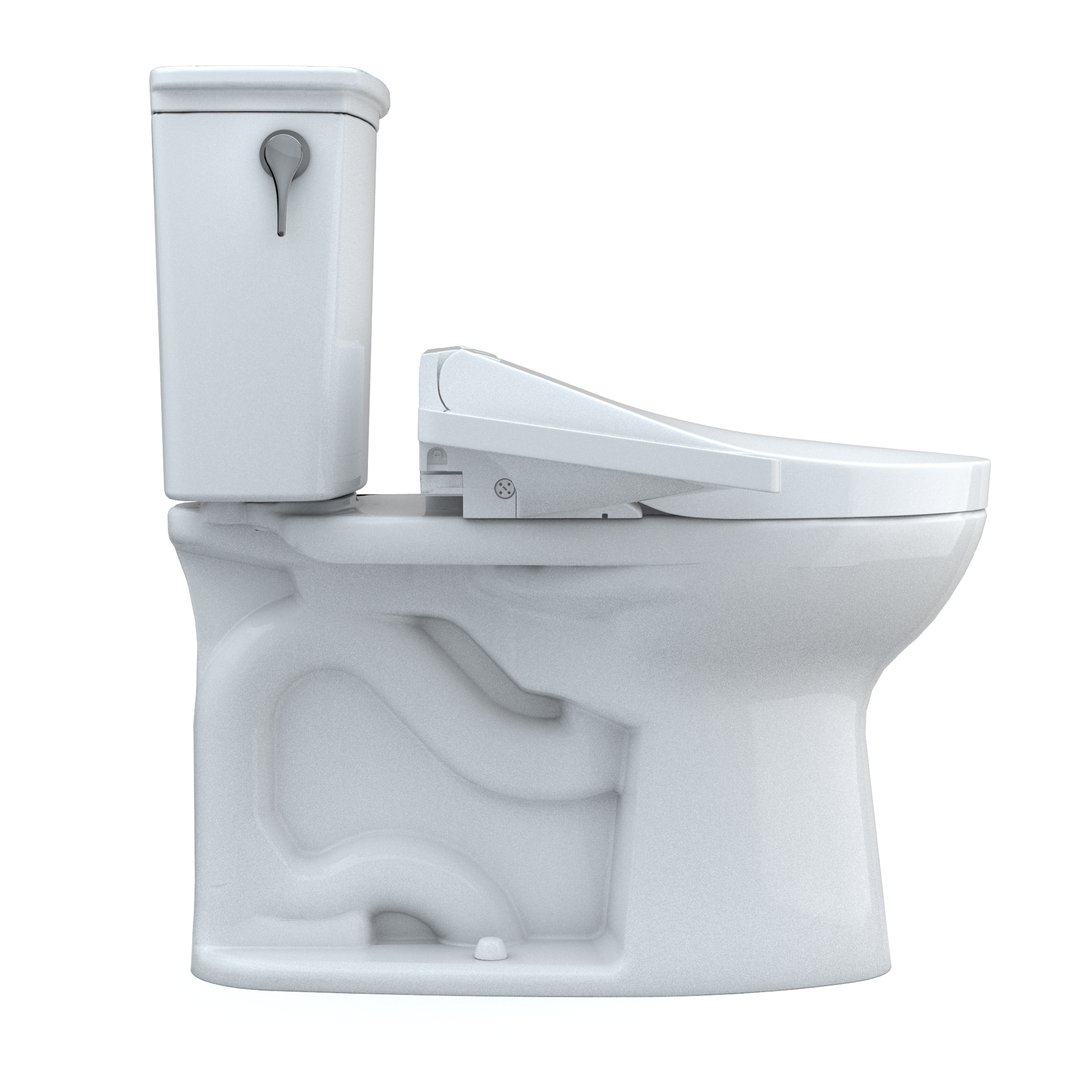 TOTO Drake Transitional WASHLET+ Two-Piece Elongated 1.28 GPF Universal Height TORNADO FLUSH Toilet with C2 Bidet Seat, Cotton White, Vitreous China, MW7863074CEFG.10#01