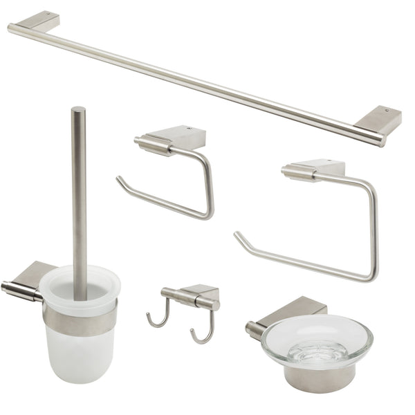 ALFI brand Brass, AB9515-BN Brushed Nickel 6 Piece Matching Bathroom Accessory Set