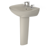 TOTO Supreme Oval Basin Pedestal Bathroom Sink with CeFiONtect for 8 Inch Center Faucets, Bone, Vitreous China, LPT241.8G#03