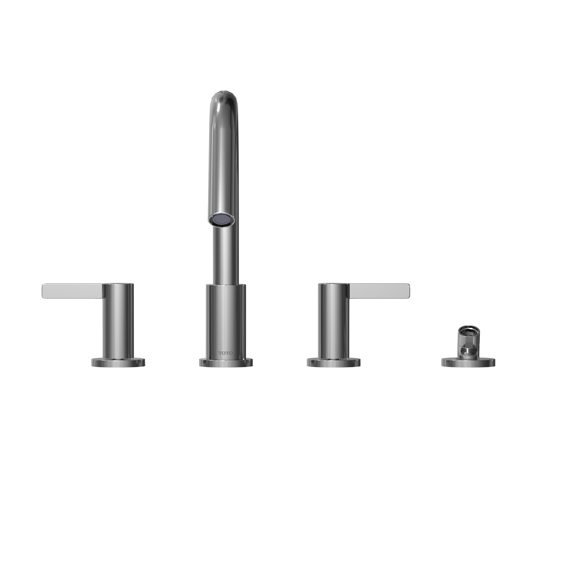 TOTO GF Two Lever Handle Deck-Mount Roman Tub Filler Trim with Handshower, Polished Chrome, Brass, TBG11202UA#CP