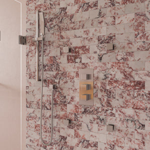 Alternate Image for ALFI brand AB2901-BN Brushed Nickel Concealed 4-Way Thermostatic Valve Shower Mixer /w Square Knobs, Brass