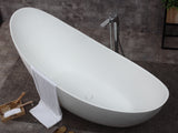 ALFI brand 74" Solid Surface Smooth Resin Free Standing Oval Soaking Bathtub, White Matte, AB9951