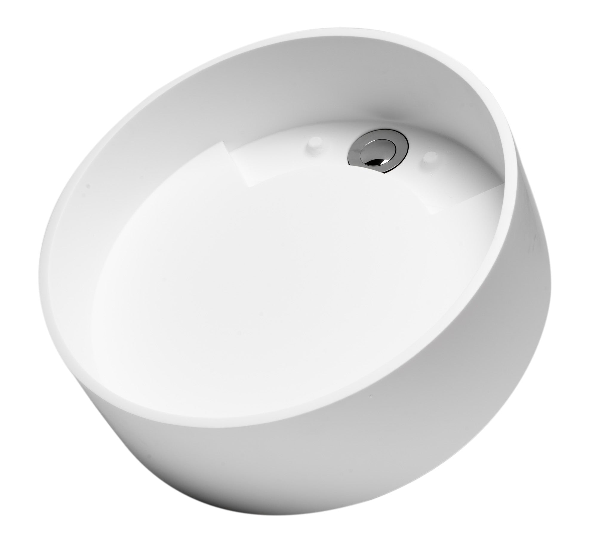 ALFI brand 15.13" x 15.13" Round Above Mount Resin Bathroom Sink, White Matte, No Faucet Hole, ABRS15R