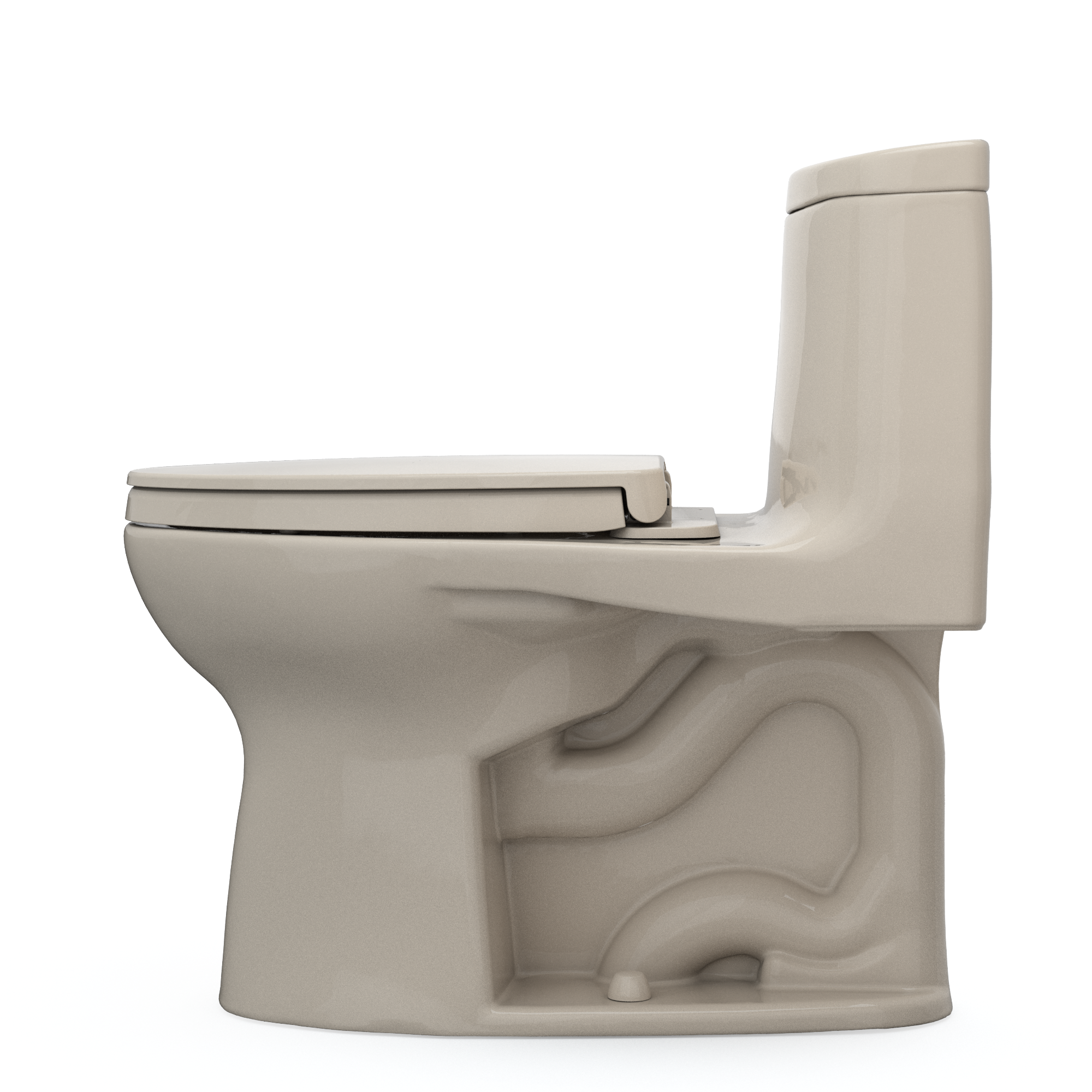 TOTO UltraMax II One-Piece Elongated 1.28 GPF Universal Height Toilet with CEFIONTECT and SS124 SoftClose Seat, WASHLET+ Ready, Bone, Vitreous China|Plastic, MS604124CEFG#03