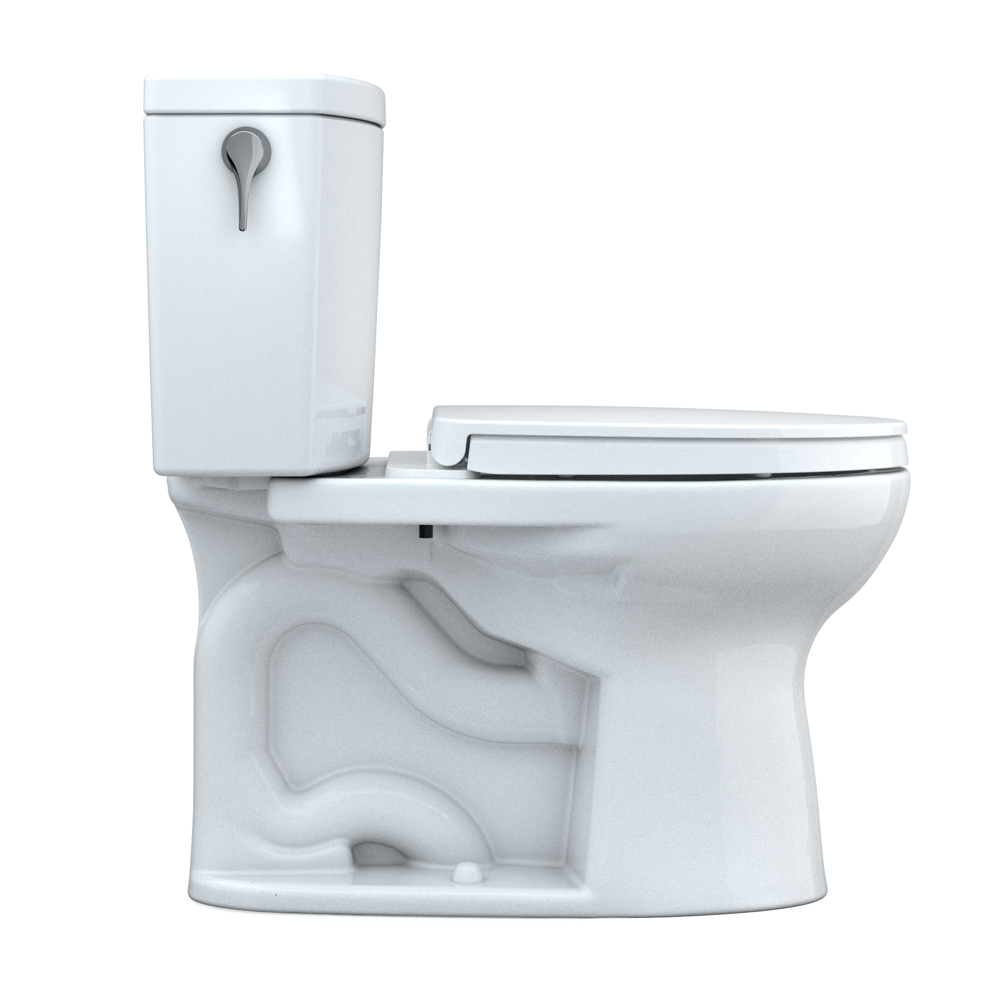 TOTO Drake II 1G Two-Piece Elongated 1.0 GPF Universal Height Toilet with CEFIONTECT and SS124 SoftClose Seat, WASHLET+ Ready, Cotton White, Vitreous China|Plastic, MS454124CUFG#01