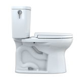 TOTO Drake II 1G Two-Piece Elongated 1.0 GPF Universal Height Toilet with CEFIONTECT and SS124 SoftClose Seat, WASHLET+ Ready, Cotton White, Vitreous China|Plastic, MS454124CUFG#01