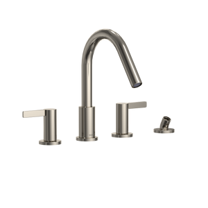 Alternate Image for TOTO GF Two Lever Handle Deck-Mount Roman Tub Filler Trim with Handshower, Polished Nickel, Brass, TBG11202UA#PN