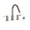 TOTO GF Two Lever Handle Deck-Mount Roman Tub Filler Trim with Handshower, Polished Nickel, Brass, TBG11202UA#PN