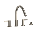 TOTO GF Two Lever Handle Deck-Mount Roman Tub Filler Trim with Handshower, Polished Nickel, Brass, TBG11202UA#PN