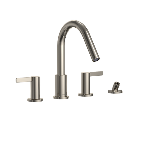 TOTO GF Two Lever Handle Deck-Mount Roman Tub Filler Trim with Handshower, Polished Nickel, Brass, TBG11202UA#PN