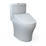 TOTO WASHLET+ Aquia IV Two-Piece Elongated Universal Height Dual Flush 1.28 and 0.9 GPF Toilet and WASHLET C5 Bidet Seat, Cotton White, Vitreous China|Plastic, MW4463084CEMFGN#01