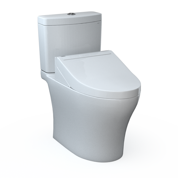 TOTO WASHLET+ Aquia IV Two-Piece Elongated Universal Height Dual Flush 1.28 and 0.9 GPF Toilet and WASHLET C5 Bidet Seat, Cotton White, Vitreous China|Plastic, MW4463084CEMFGN#01