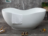 ALFI brand 66" Solid Surface Smooth Resin Free Standing Oval Soaking Bathtub, White Matte, AB9949