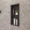 ALFI brand ABNC1224-BLA 12 x 24 Black Matte Stainless Steel Vertical Double Shelf Bath Shower Niche, 20 Gauge