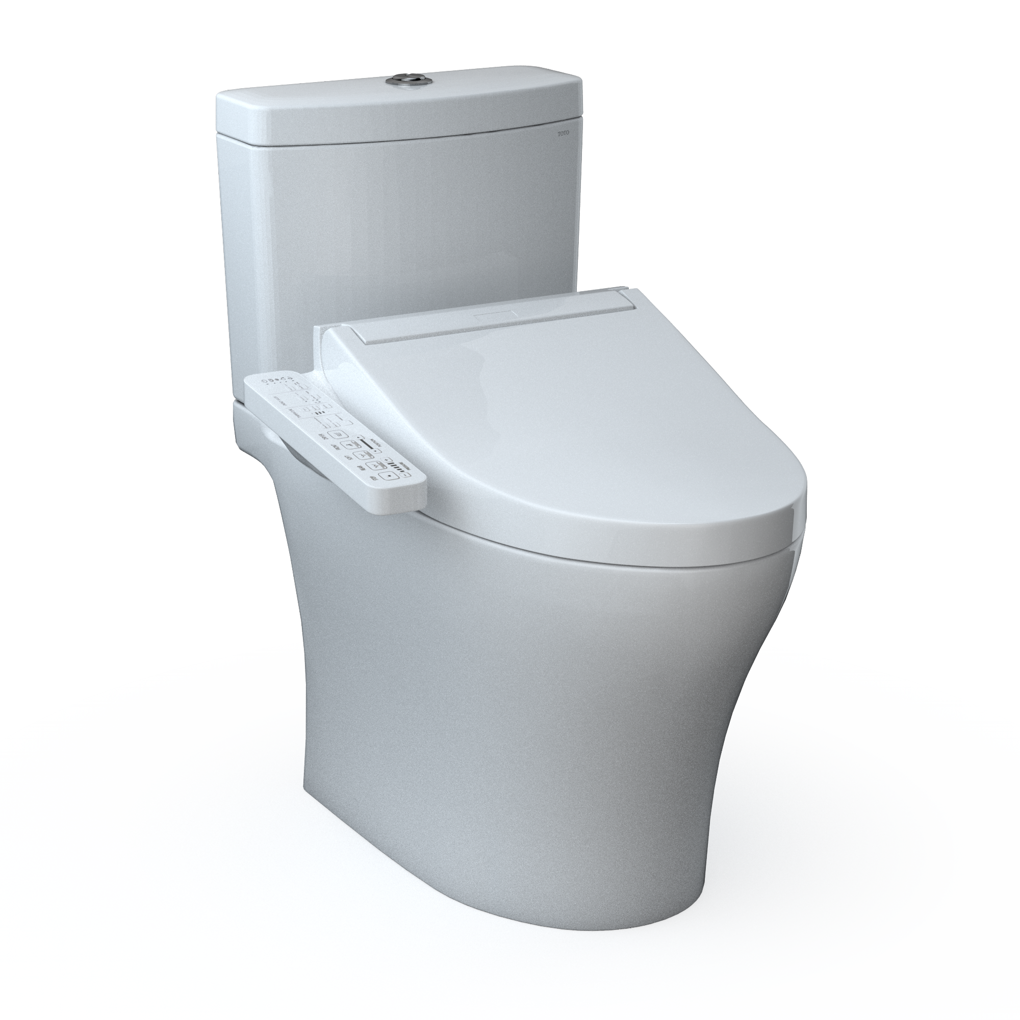 TOTOWASHLET+ Aquia IV Two-Piece Elongated Dual Flush 1.28 and 0.9 GPF Toilet and WASHLET C2 Bidet Seat, Cotton White, Vitreous China|Plastic, MW4463074CEMGN#01