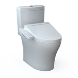 TOTO WASHLET+ Aquia IV Two-Piece Elongated Universal Height Dual Flush 1.28 and 0.9 GPF Toilet and WASHLET C2 Bidet Seat, Cotton White, Vitreous China|Plastic, MW4463074CEMFGN#01