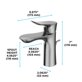 TOTO GO Series 1.2 GPM Single Handle Bathroom Sink Faucet with COMFORT GLIDE Technology and Drain Assembly, Brushed Nickel, Brass, TLG01301U#BN