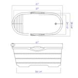 ALFI brand 61" Rubber Wood Free Standing Oval Bathtub with Cushion Headrest, Natural Wood, AB1163