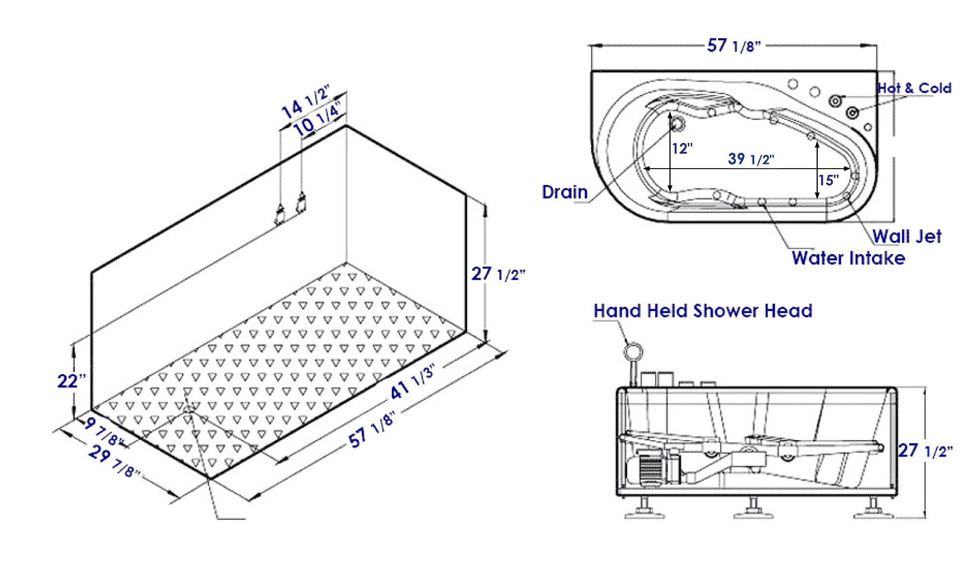 Alternative View of Eago 57" Acrylic Corner Oval Bathtub, White, AM175-R